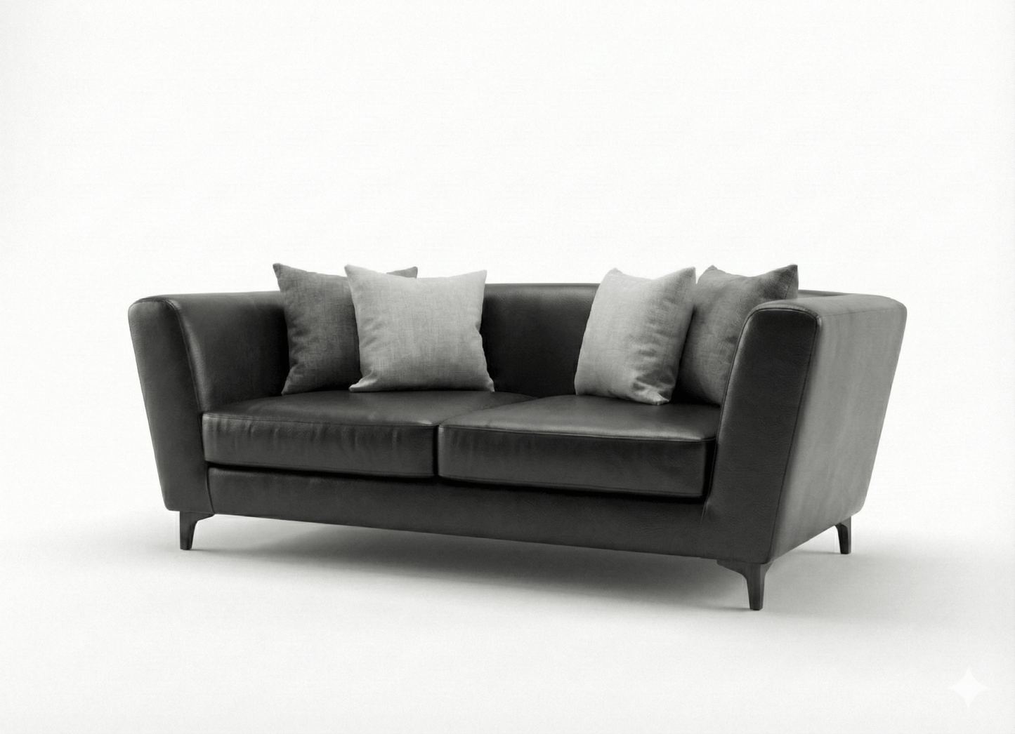 Gray sofa with gray cushions on a white background That Couch Place