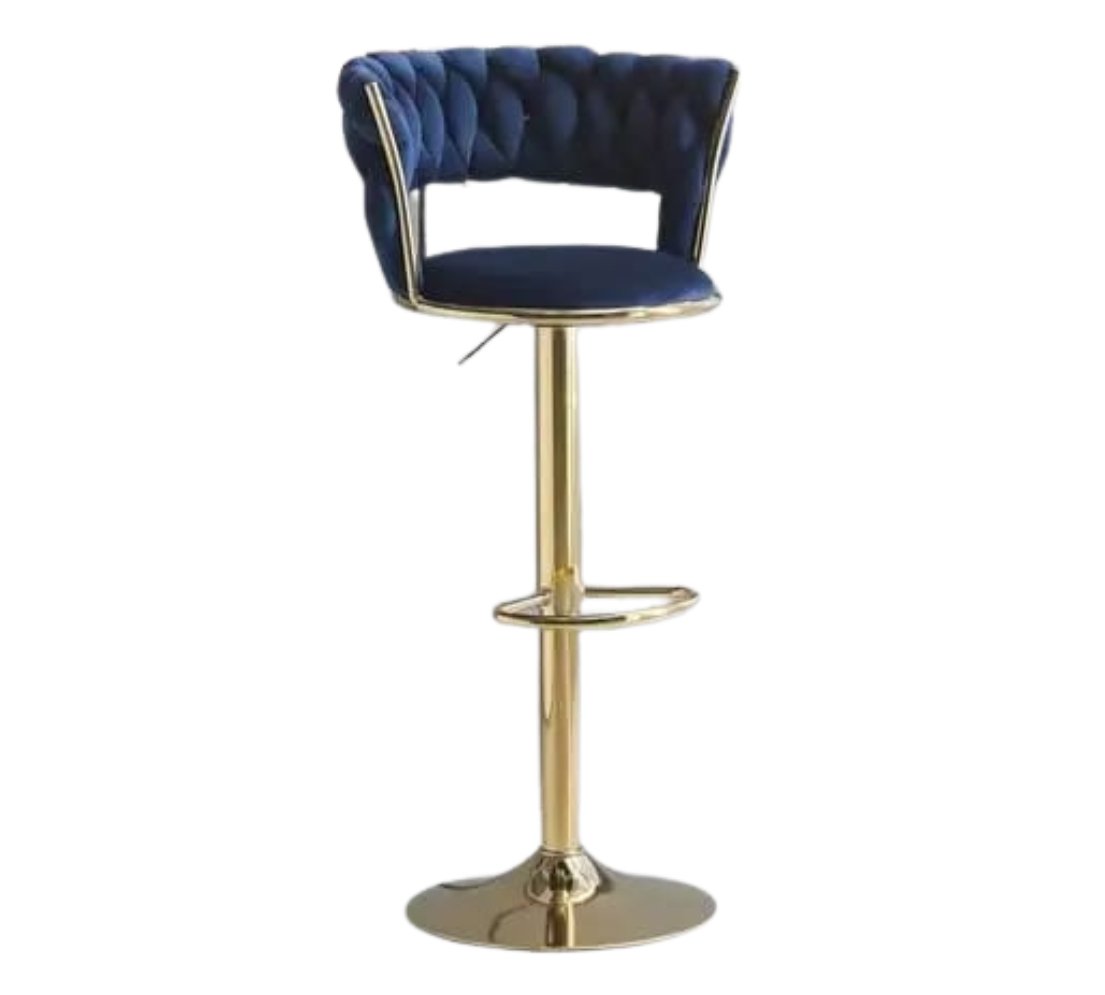 Blue Velvet Bar Chairs on white background - That Couch Place