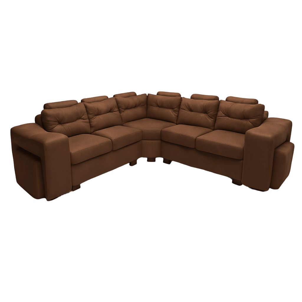 Brown sectional sofa on a white background