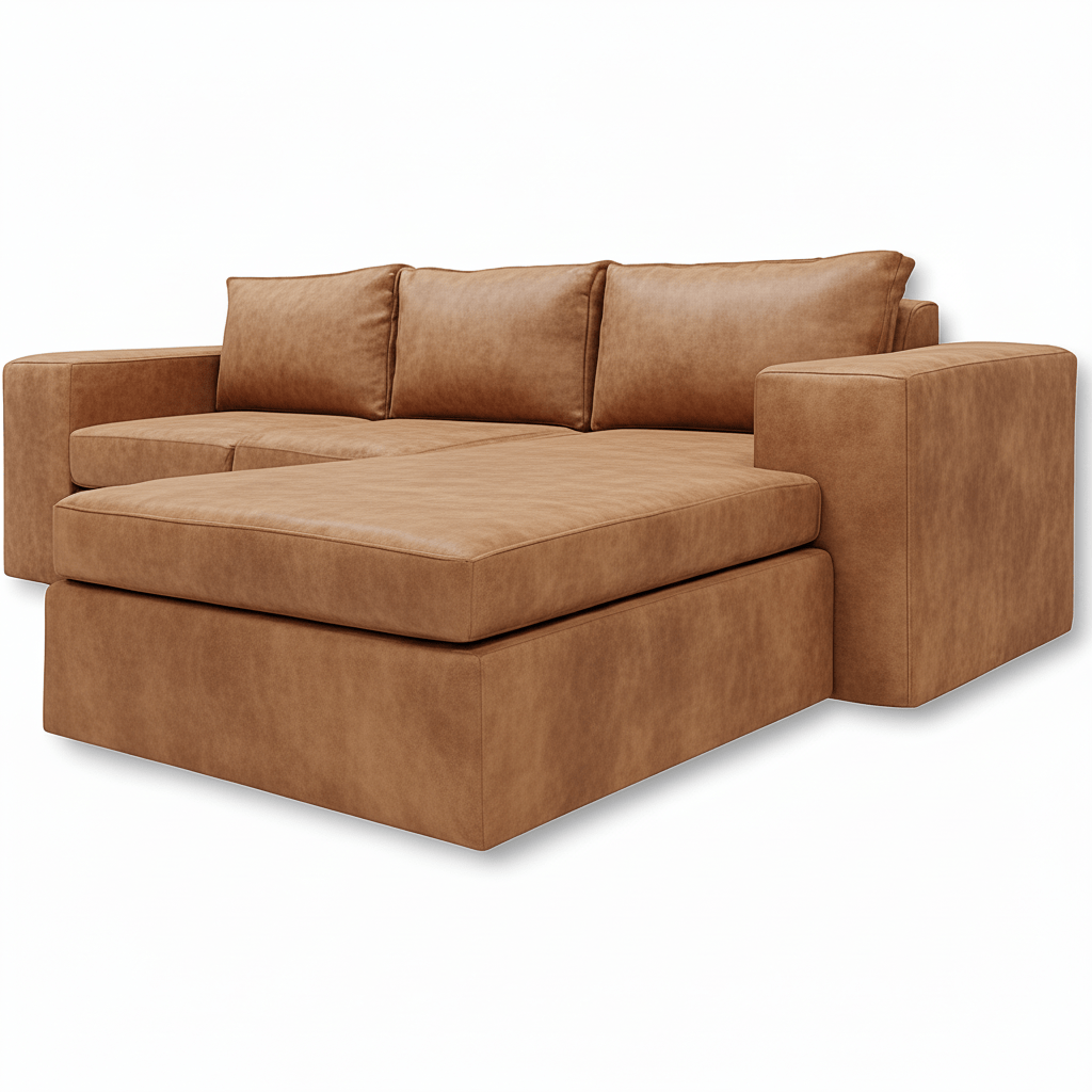 Brown corner sectional sofa on a white background That Couch Place
