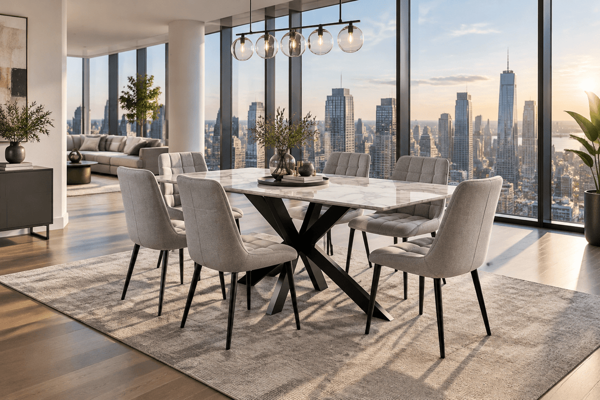 Luna Dining Chair - Premium Poly Linen & Metal - That Couch Place