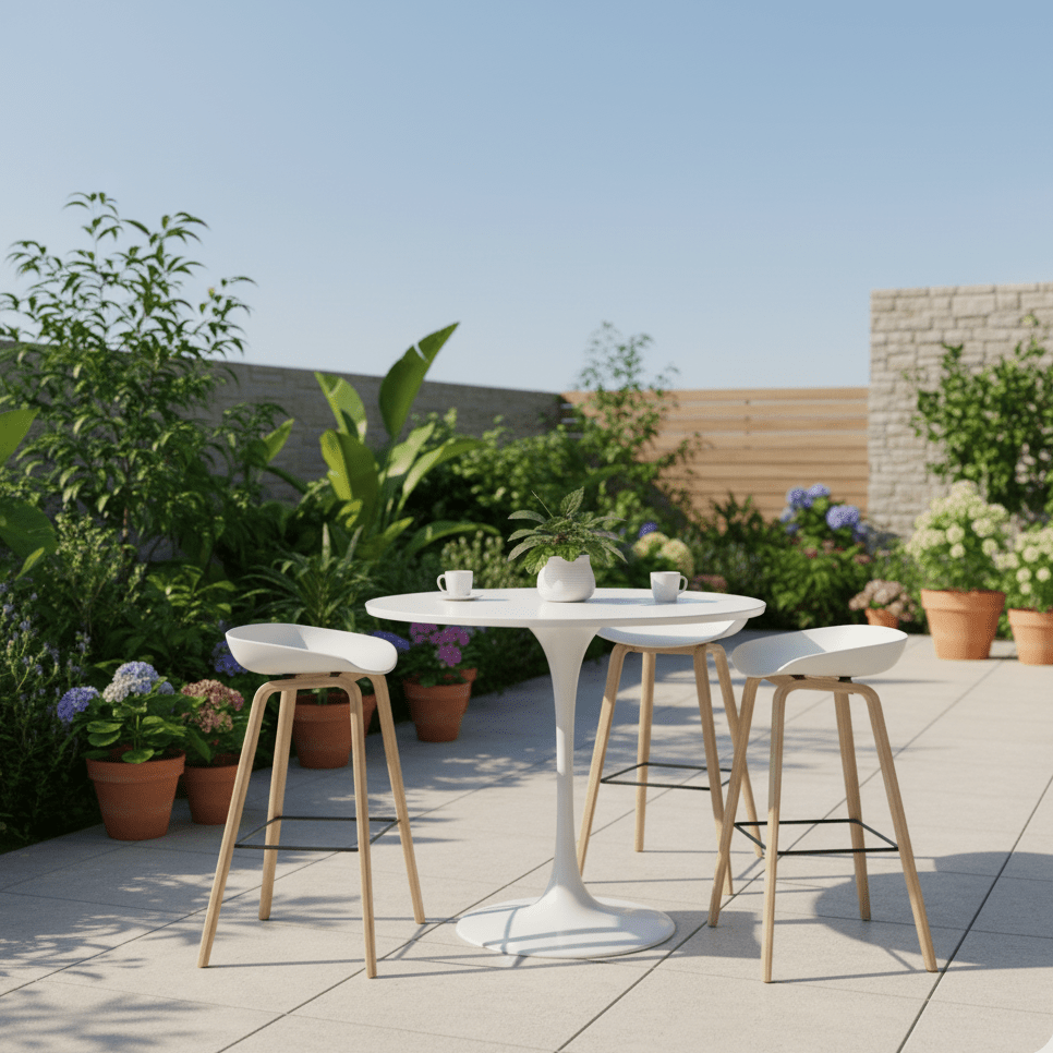 Bar Chairs - On a urban patio. Sleek, modern and sophisticated - That Couch Place