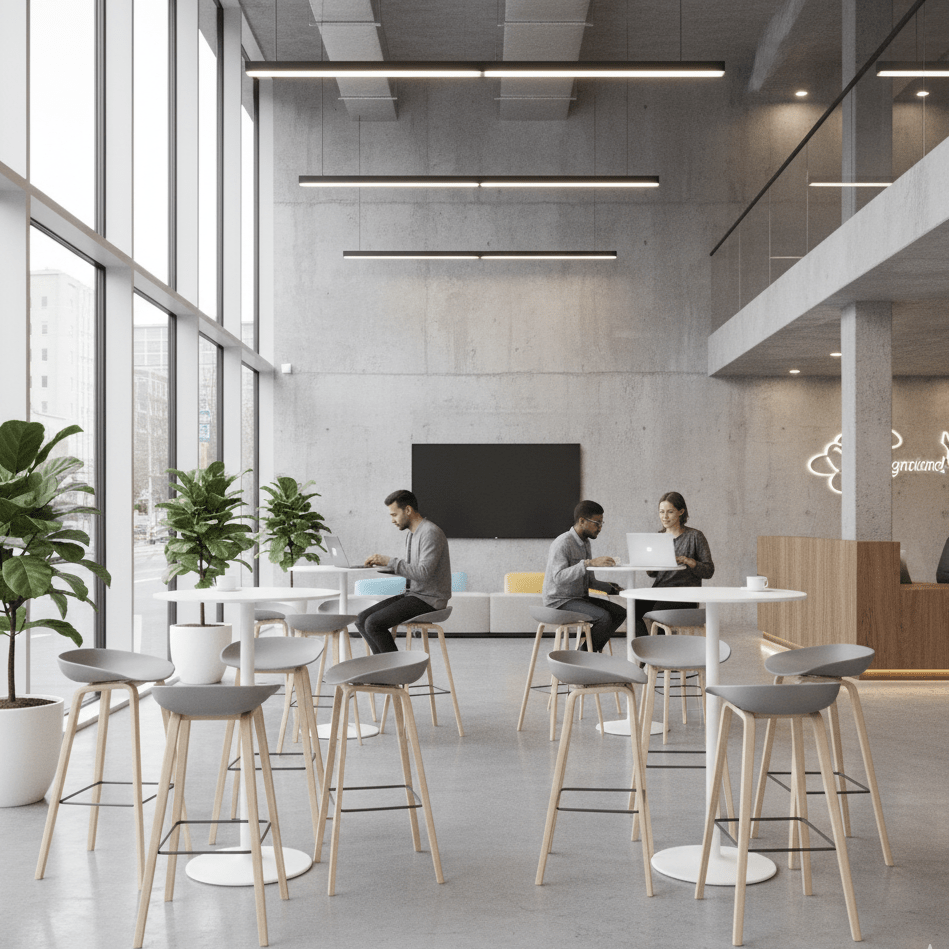 Bar Chairs - in a modern office reception. Sleek, modern and sophisticated - That Couch Place