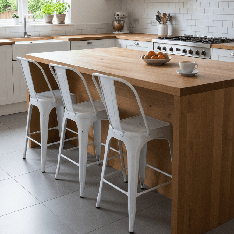 Bar Stool - Classic white Steel Minimalist Chair in kitchen - That Couch Place