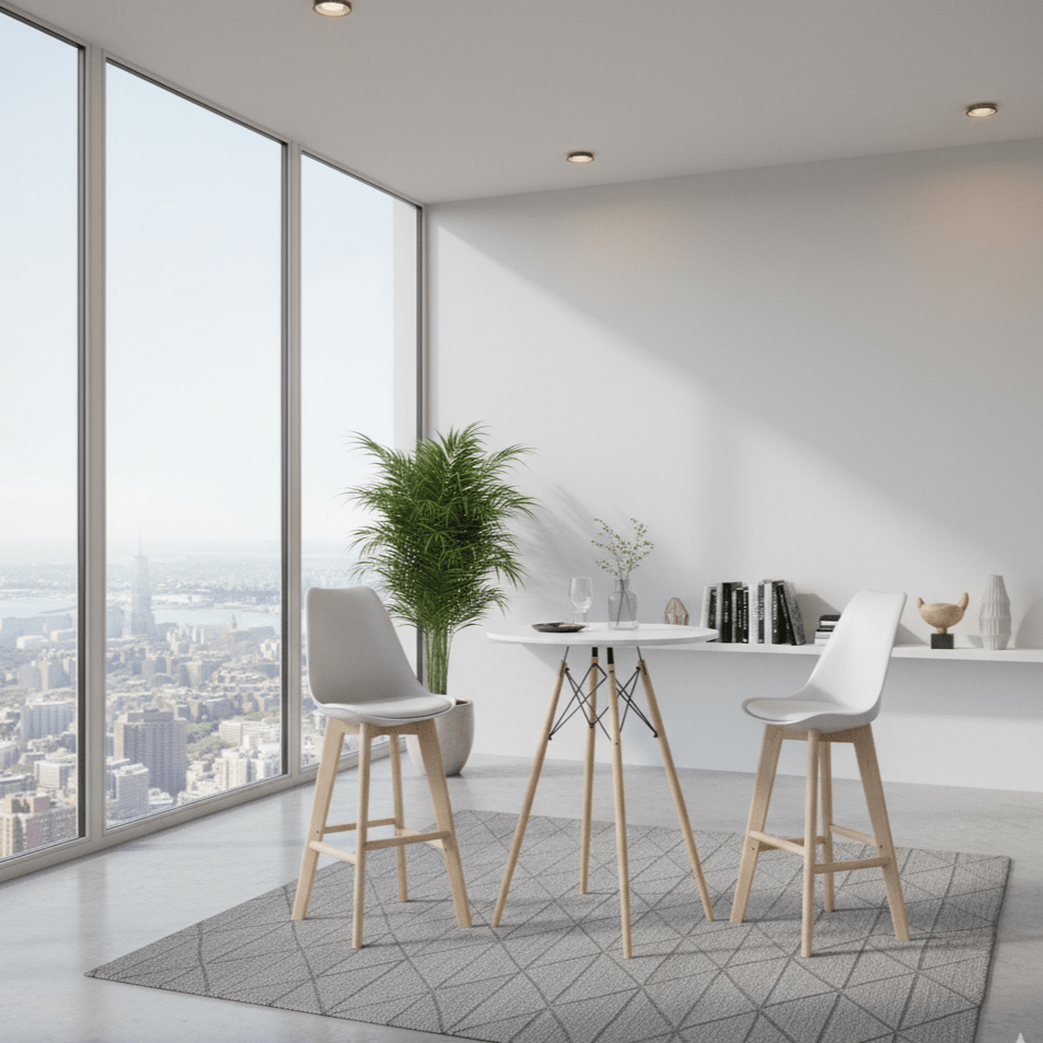 Bar Stool: Modern Retro Padded. Scandinavian - inspired bar chair - in airbnb -That Couch Place