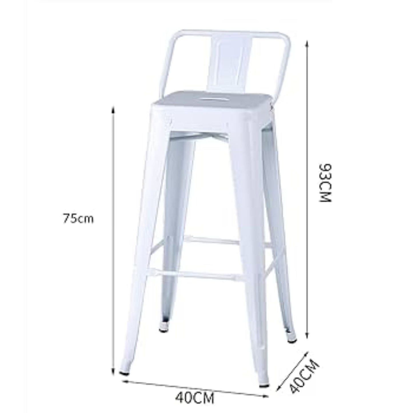 Classic Steel Bar Stool on white background with dimensions - That Couch Place
