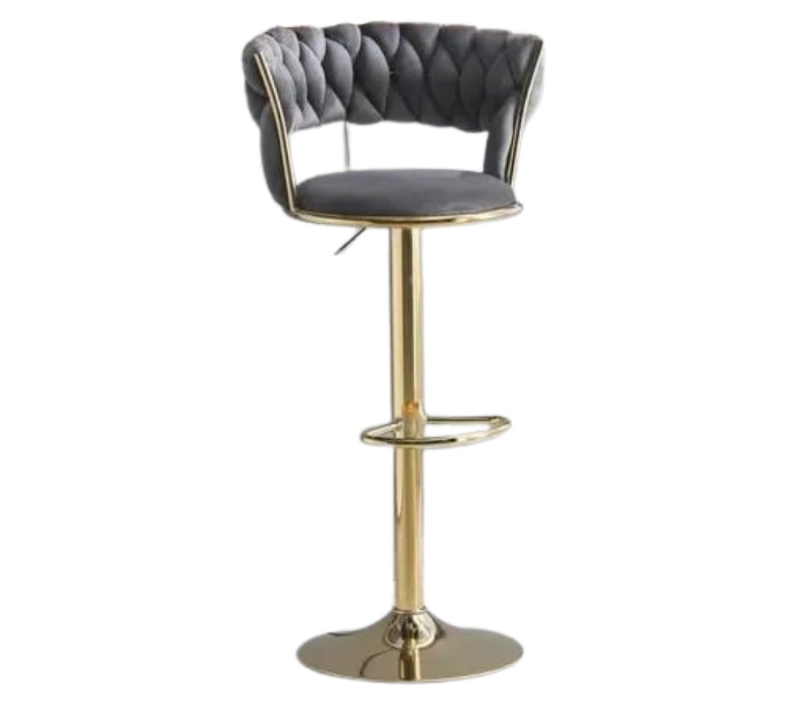 Grey Velvet Bar Chairs on white background- That Couch Place