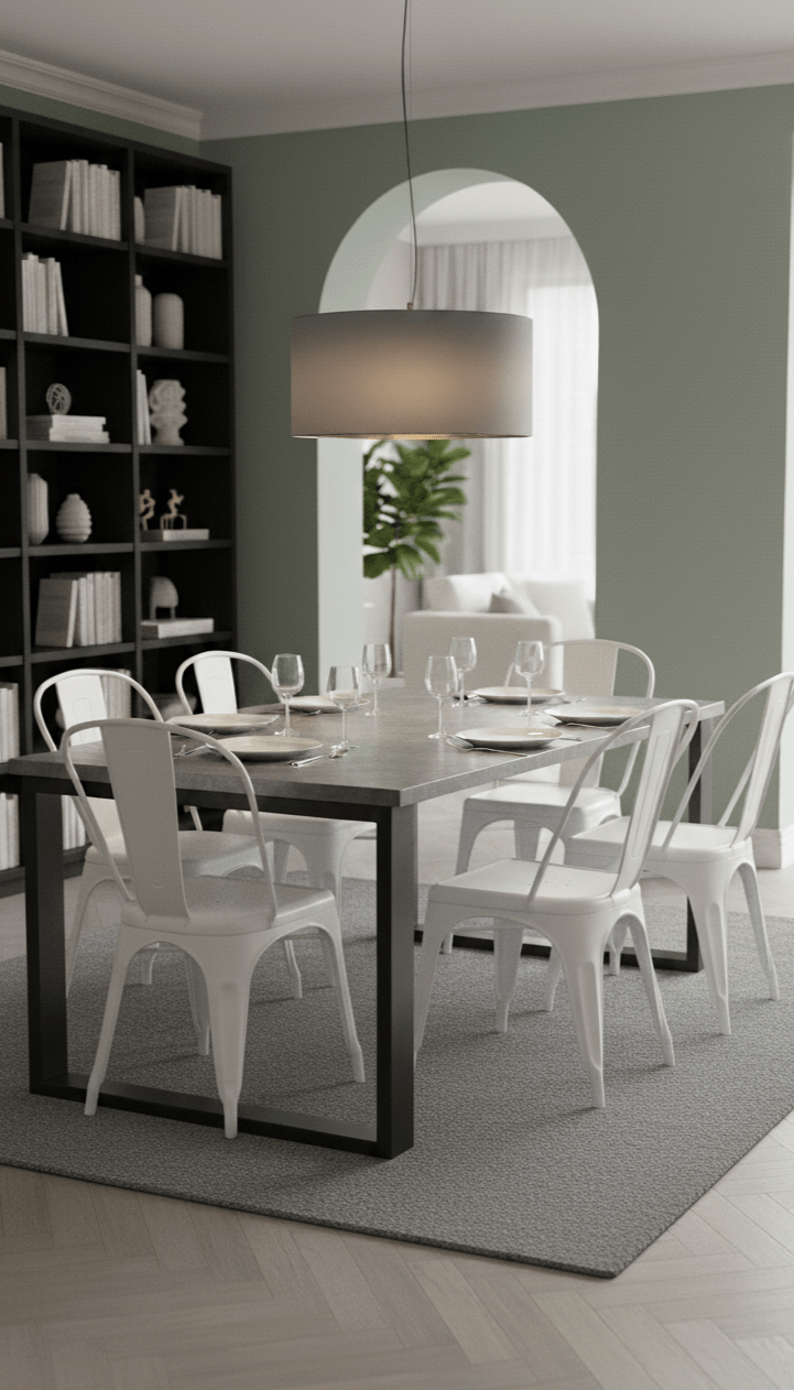 White Kitchen Chair - Industrial Steel Chair - in dining room - That Couch Place