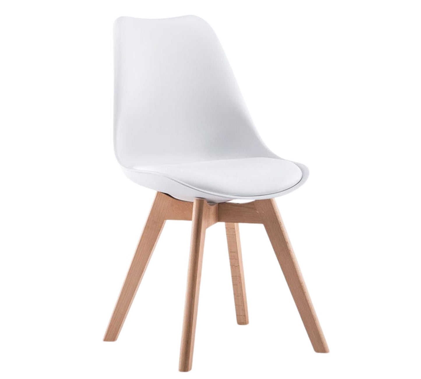 White Modern Retro Padded Chair on a white background - That Couch Place