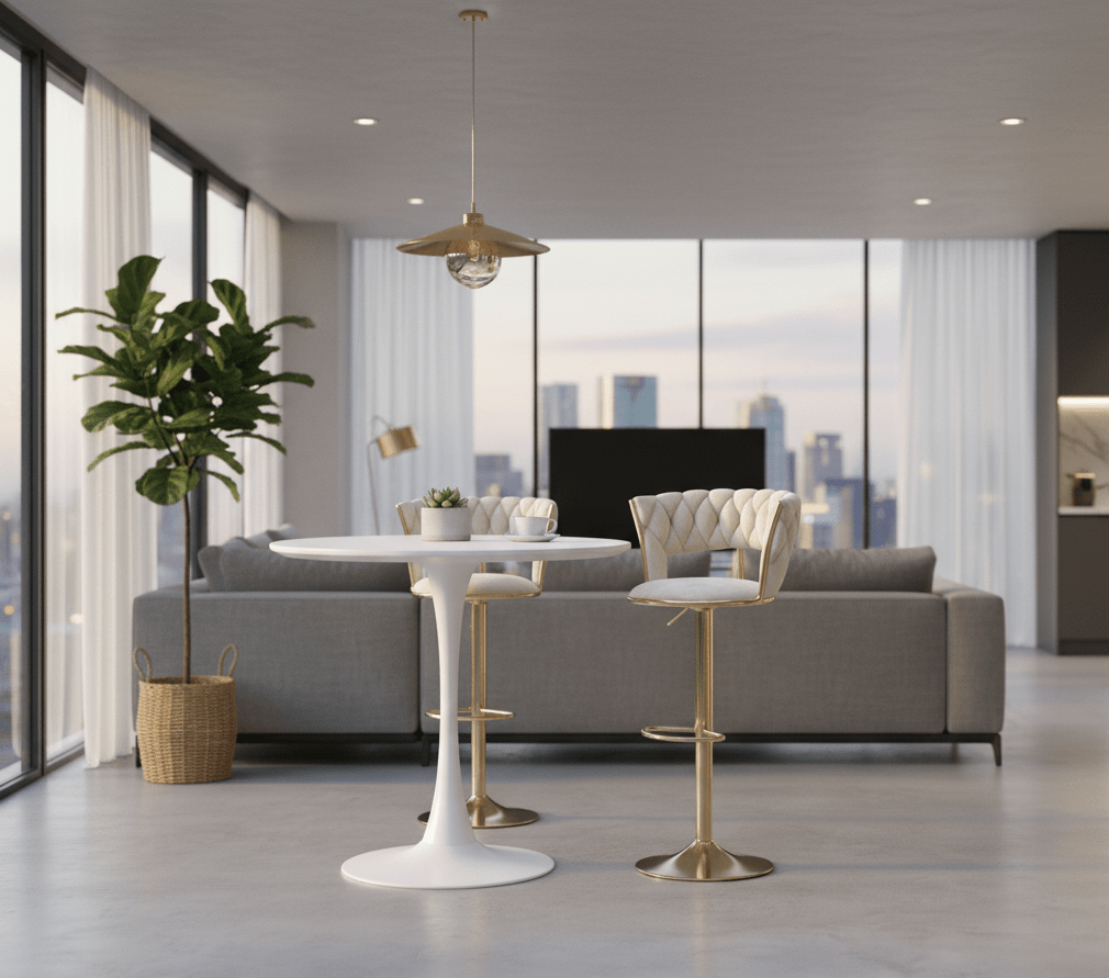 Modern Velvet Wave Hollow Barstool - That Couch Place