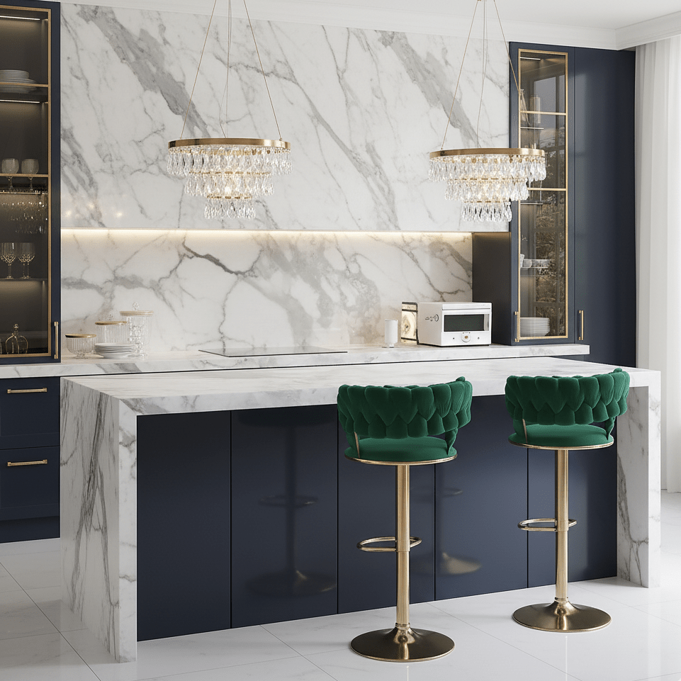 Modern Velvet Wave Hollow Barstool - That Couch Place