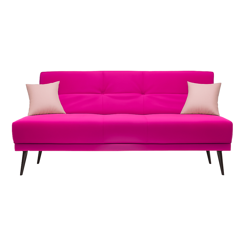 Pink Sleek Sleeper Couch on white background - That Couch Place