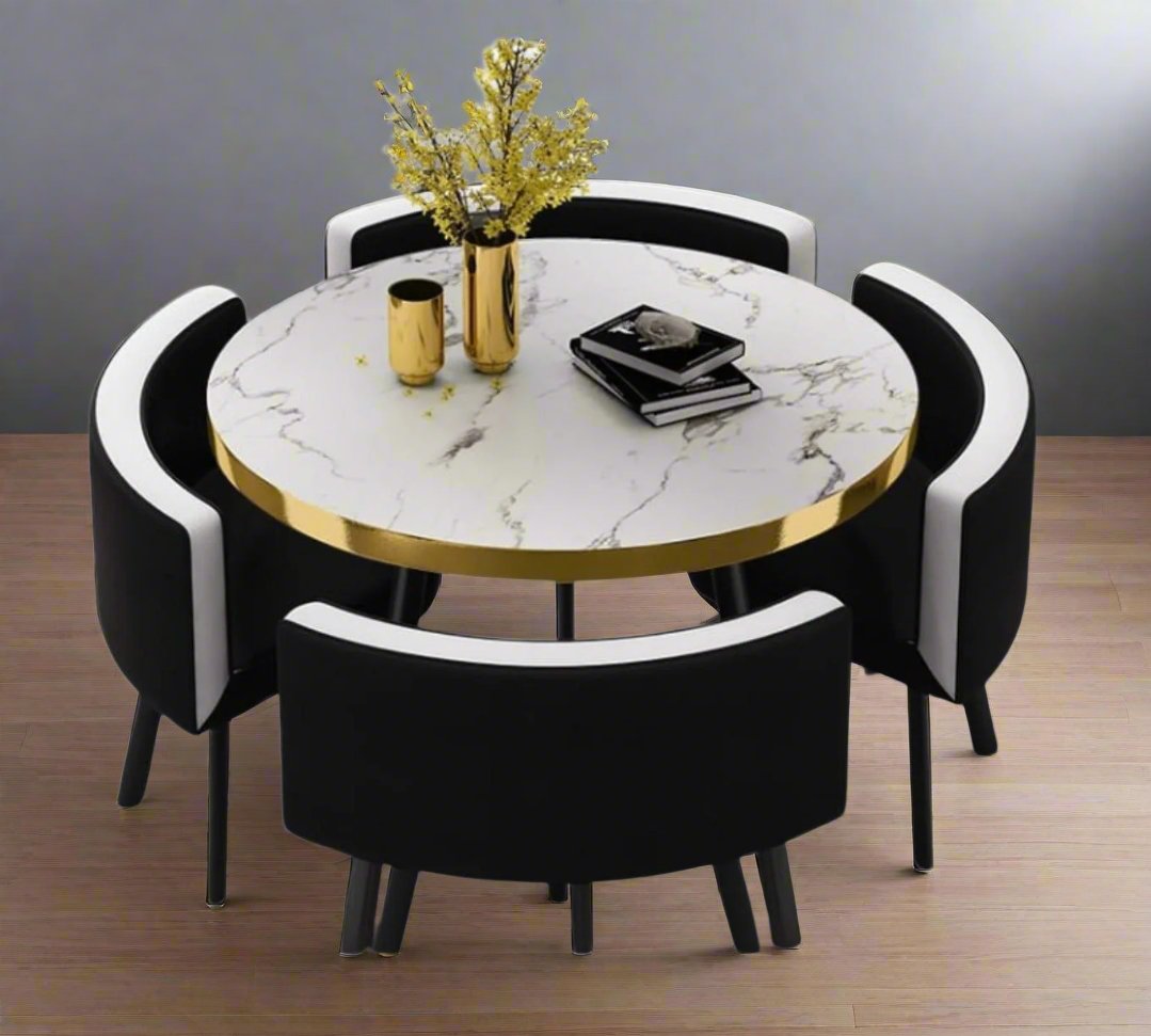 Round marble dining table set - That Couch Place