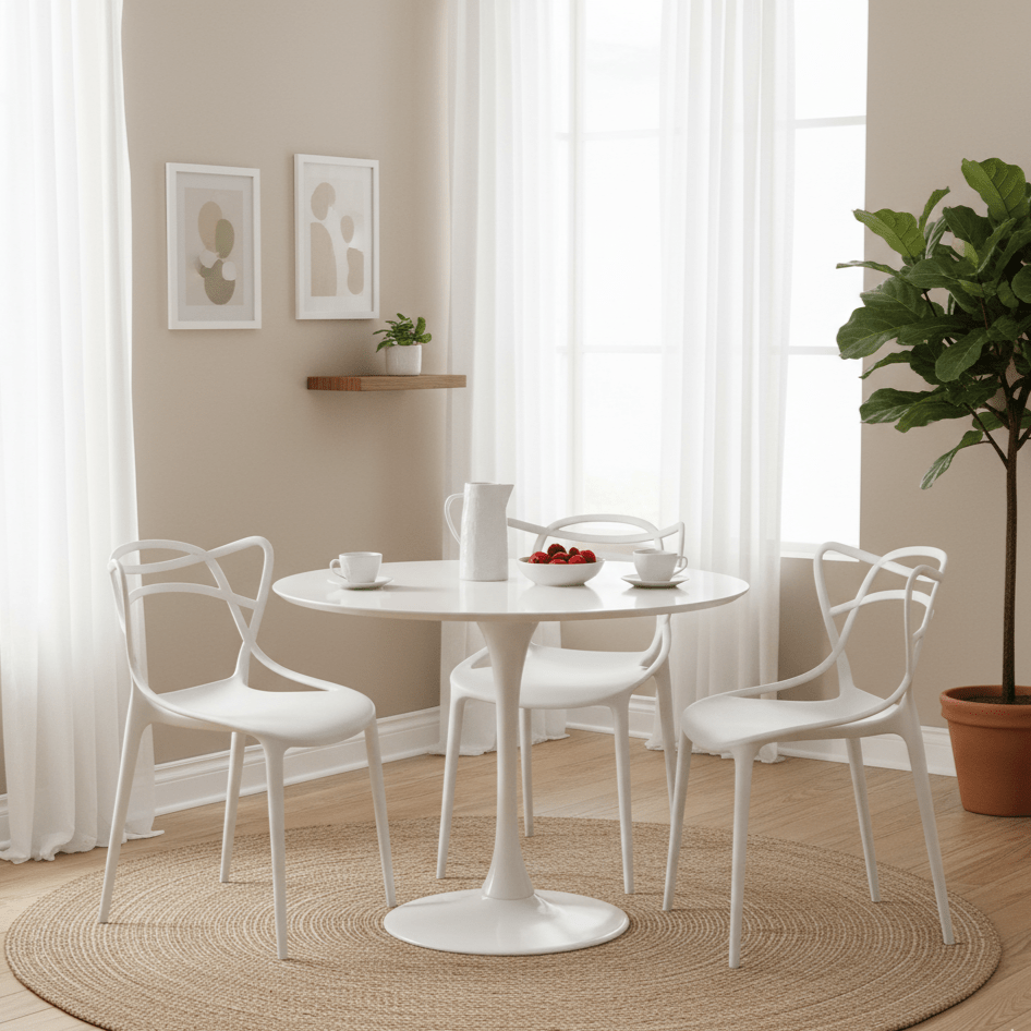 Table: The Tulip Pedestal Table: Iconic Elegance, Your Perfect Heigh in small apartment dining area - That Couch Place