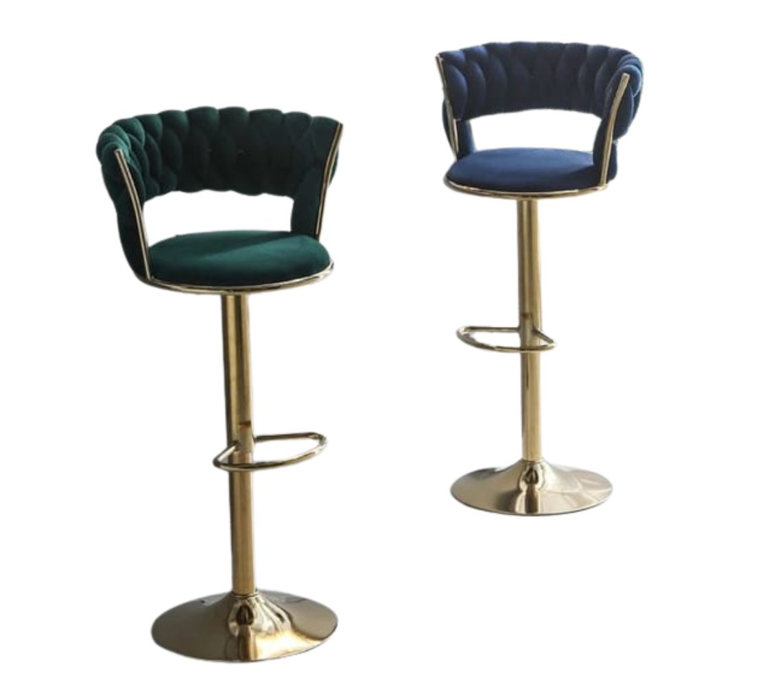 Green andBblue Velvet Bar Chairs - on white background-That Couch Place
