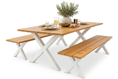 The Oasis Outdoor Dining Table | Modern Pine & Steel - That Couch Place