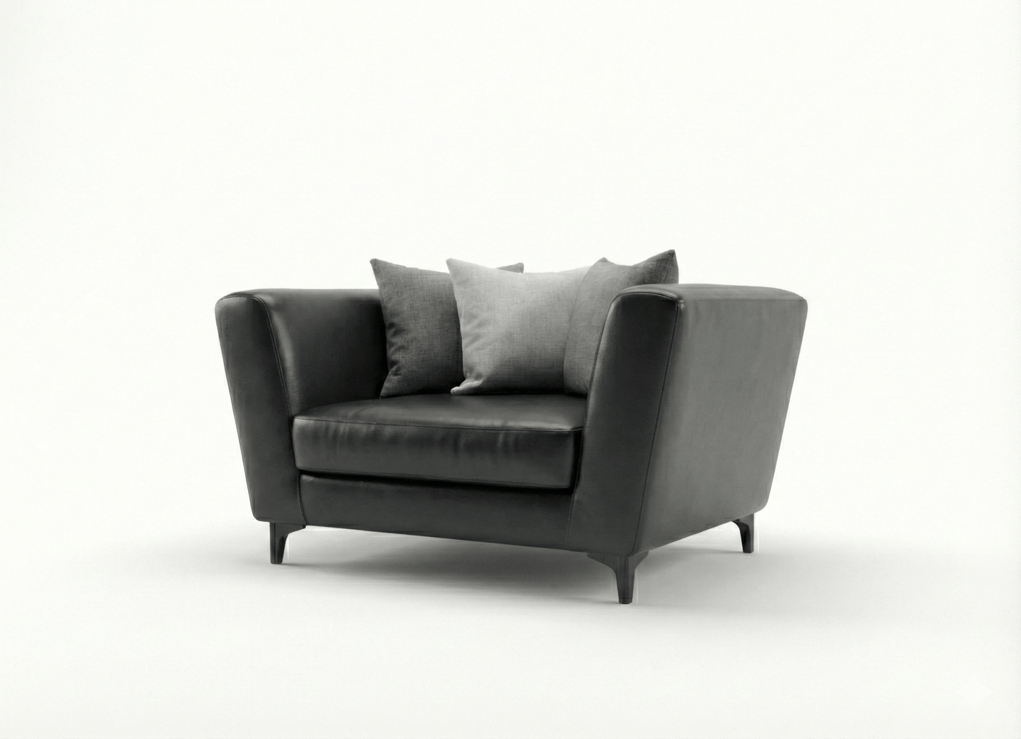 Gray armchair with cushions on a white background That Couch Place