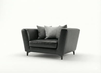 Gray armchair with cushions on a white background That Couch Place