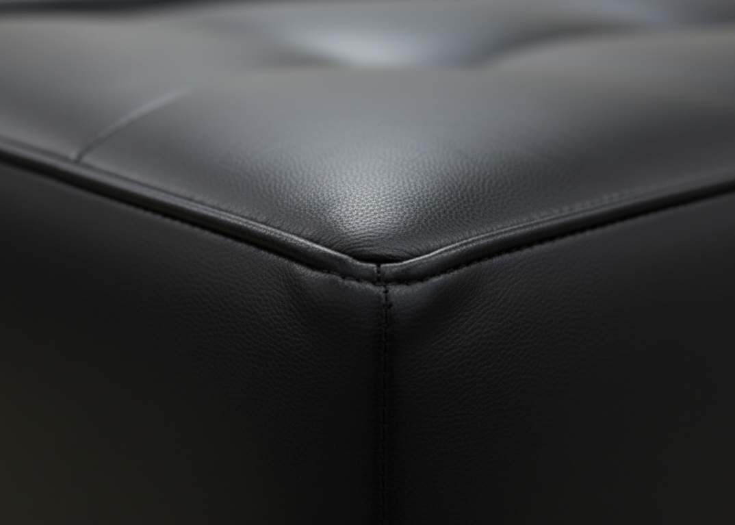 Close-up of a Black PU Fabric That Couch Place