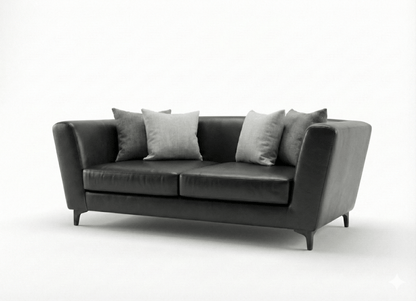 Gray sofa with gray cushions on a white background That Couch Place