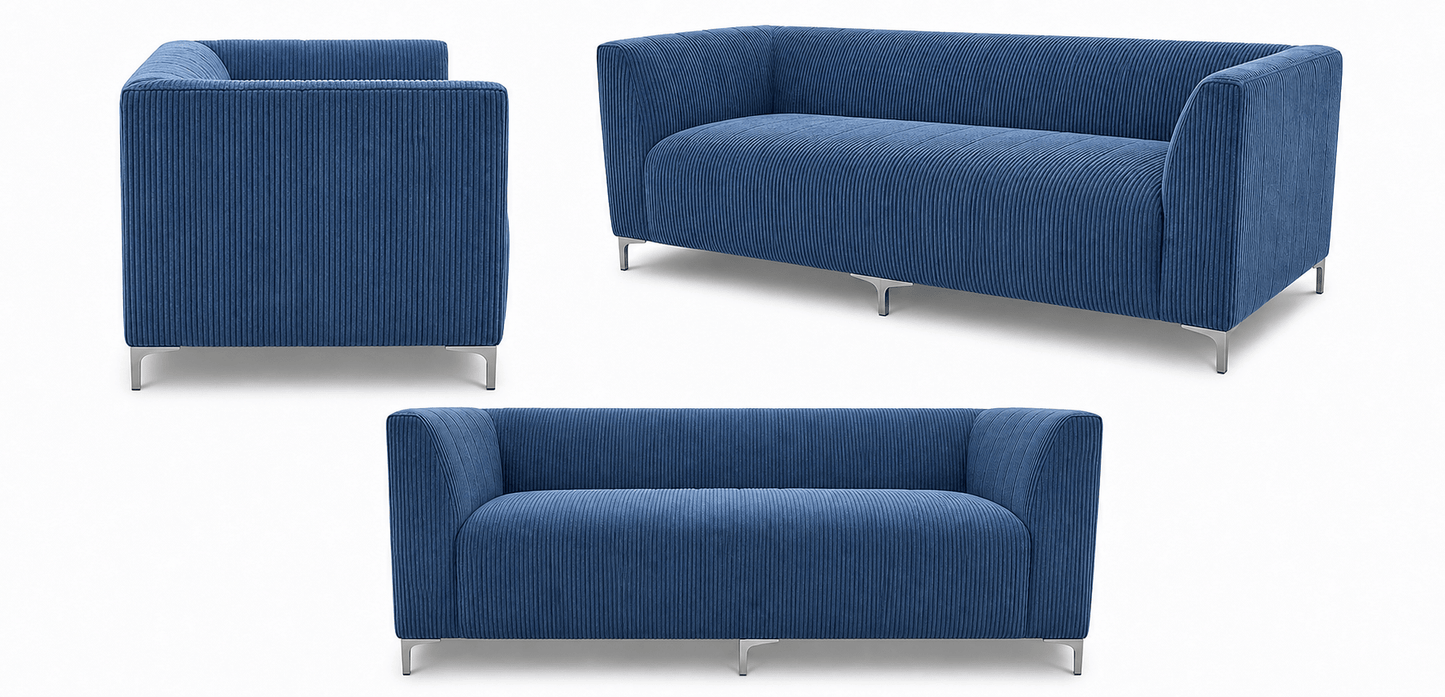 Set of blue sofas on a white background