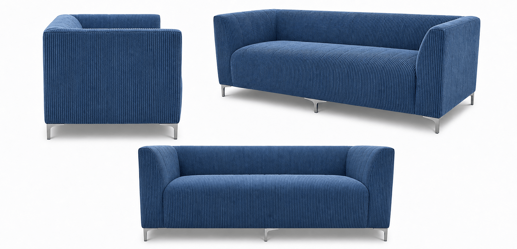 Set of blue sofas on a white background