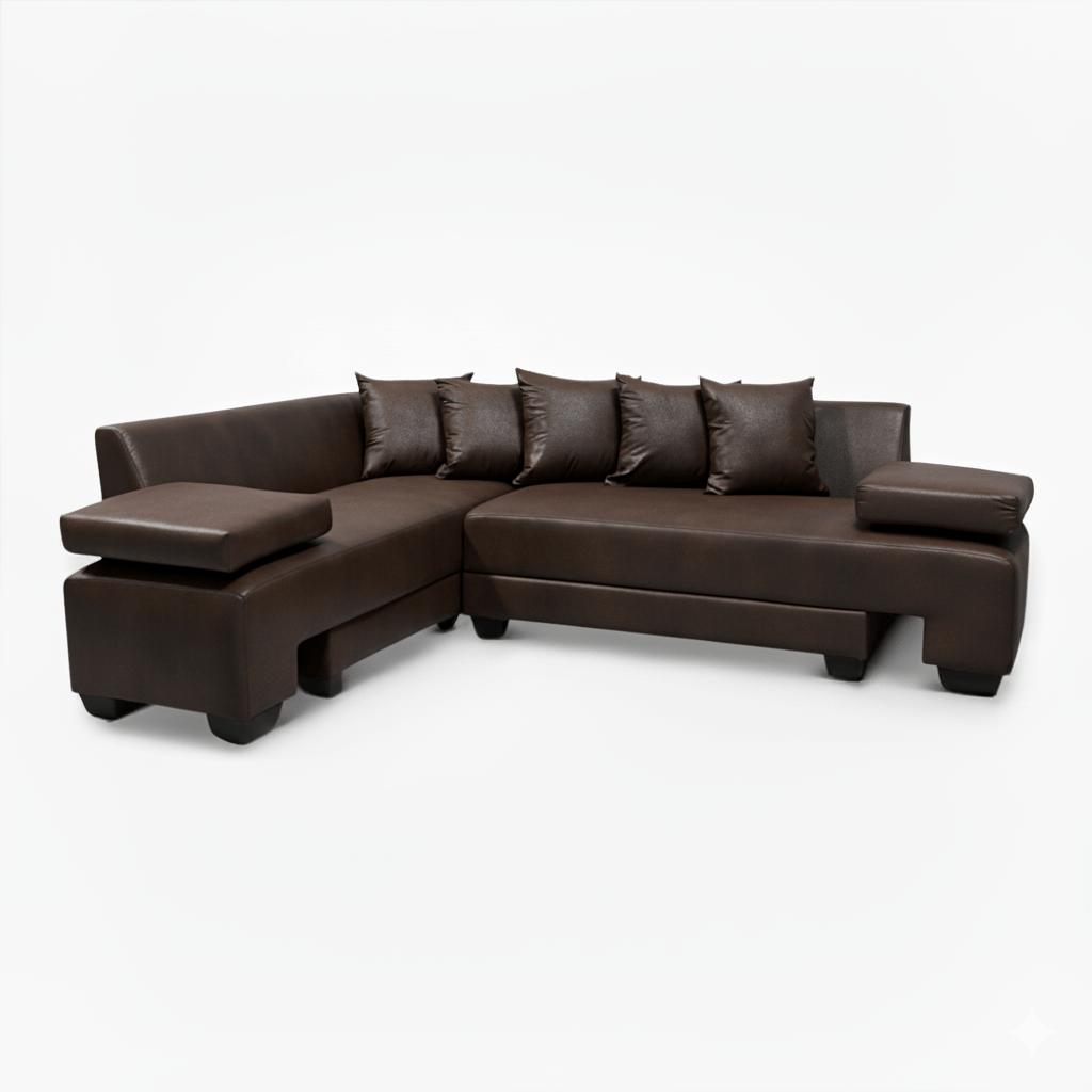Brown sectional sleeper sofa on a white background
