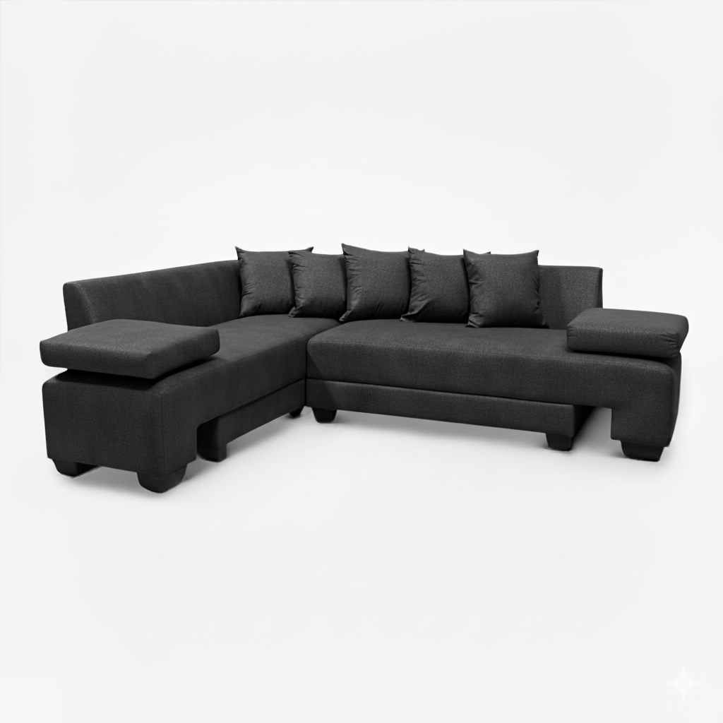 Gray sectional sleeper sofa on a white background