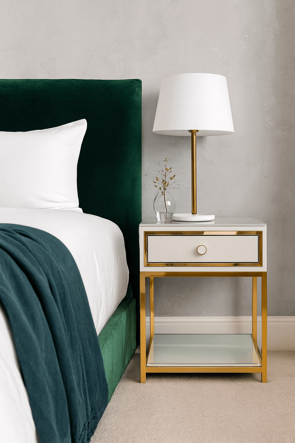 Modern White & Gold Nightstand - That Couch Place