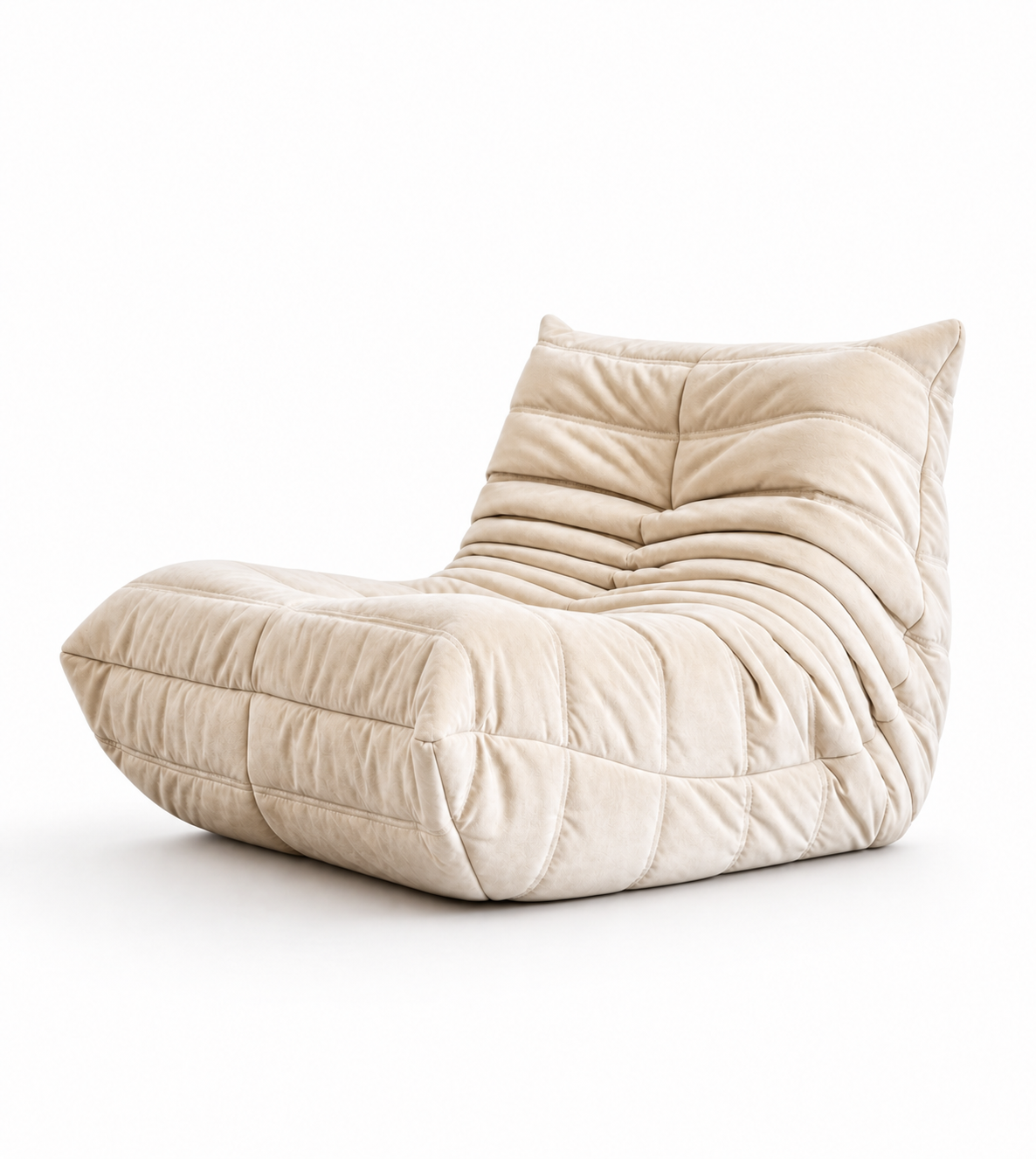 Beige cushioned chair on a white background