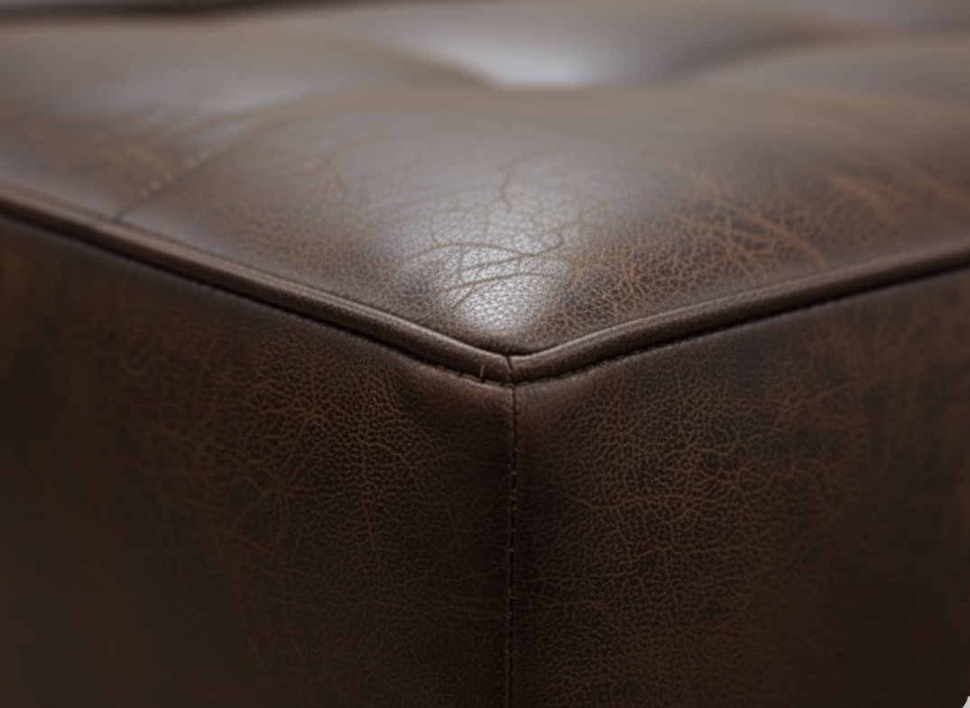 Close-up of a Dark Brown Buffalo Fabric That Couch Place