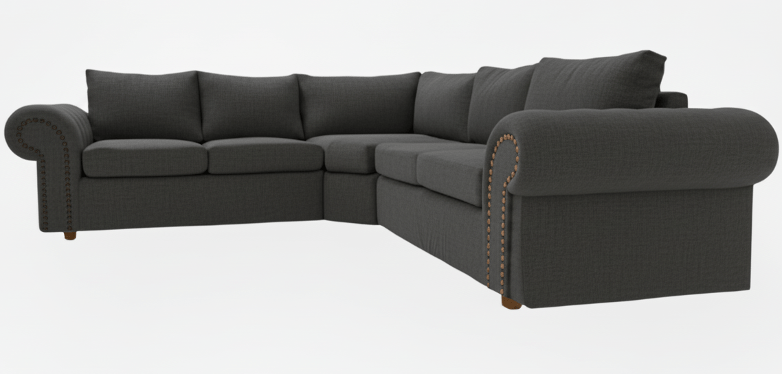 Gray corner couch sofa on a white background That Couch Place