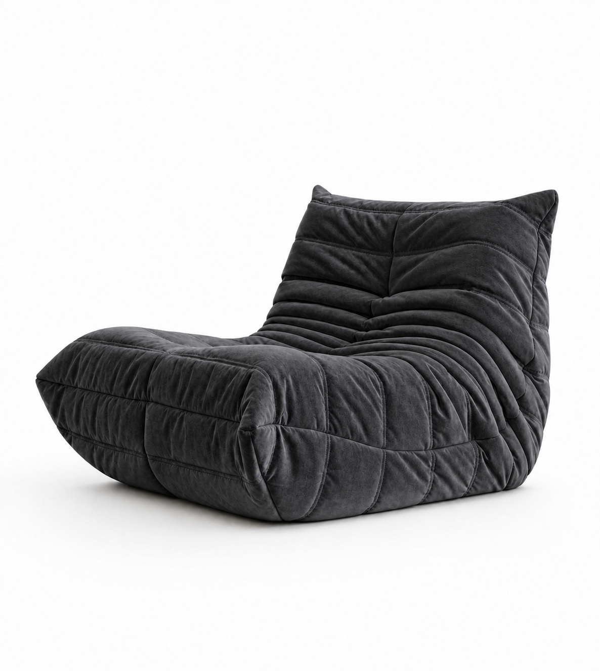 Gray cushioned chair on a white background