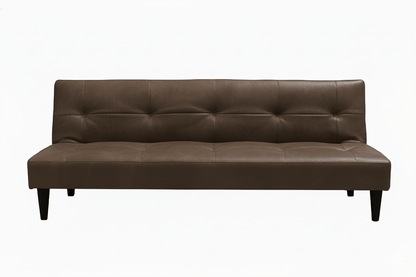 Brown leather sleeper sofa bed on a white background That Couch Place