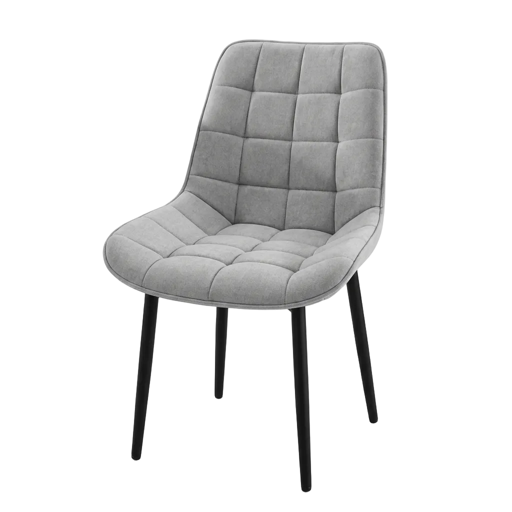 Dining Chair Grey upholstered on a white background