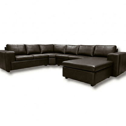 Brown leather sectional sofa on a white background couch