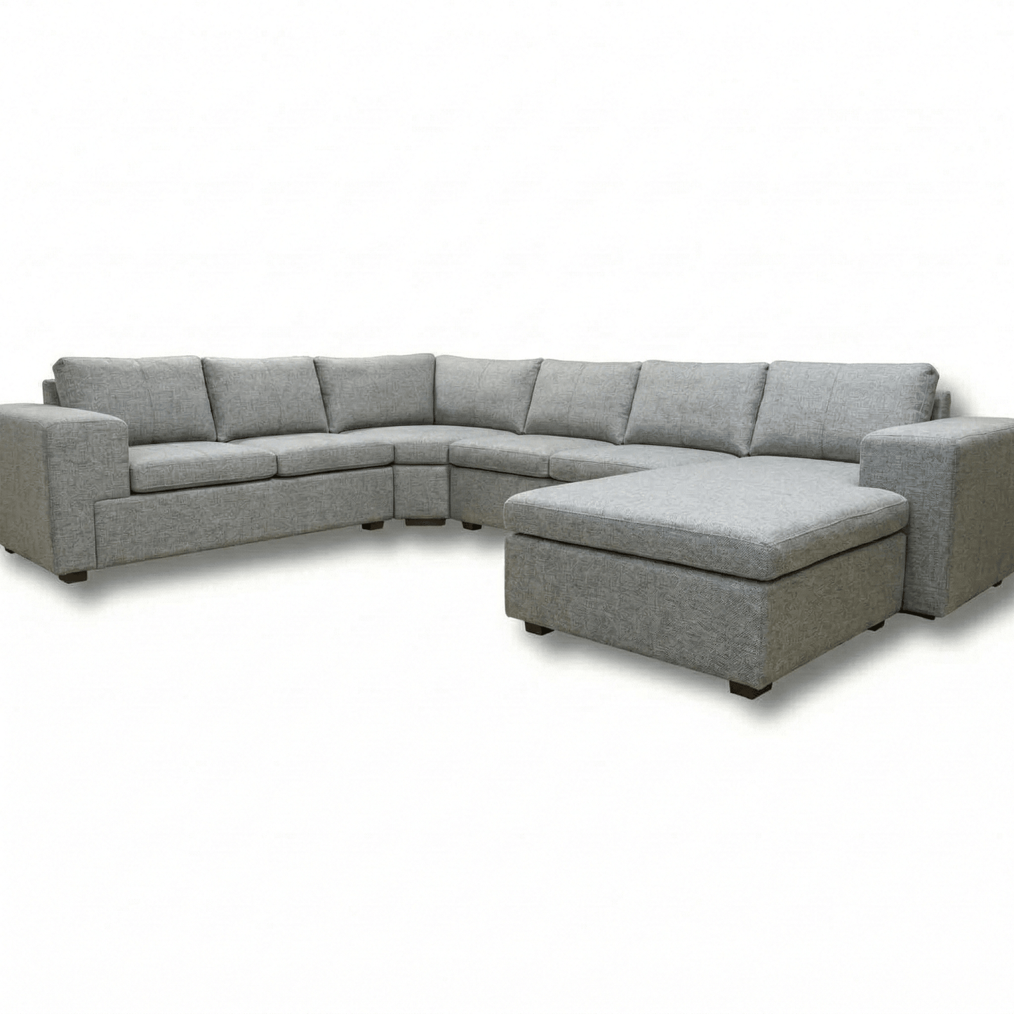 Gray sectional sofa on a white background