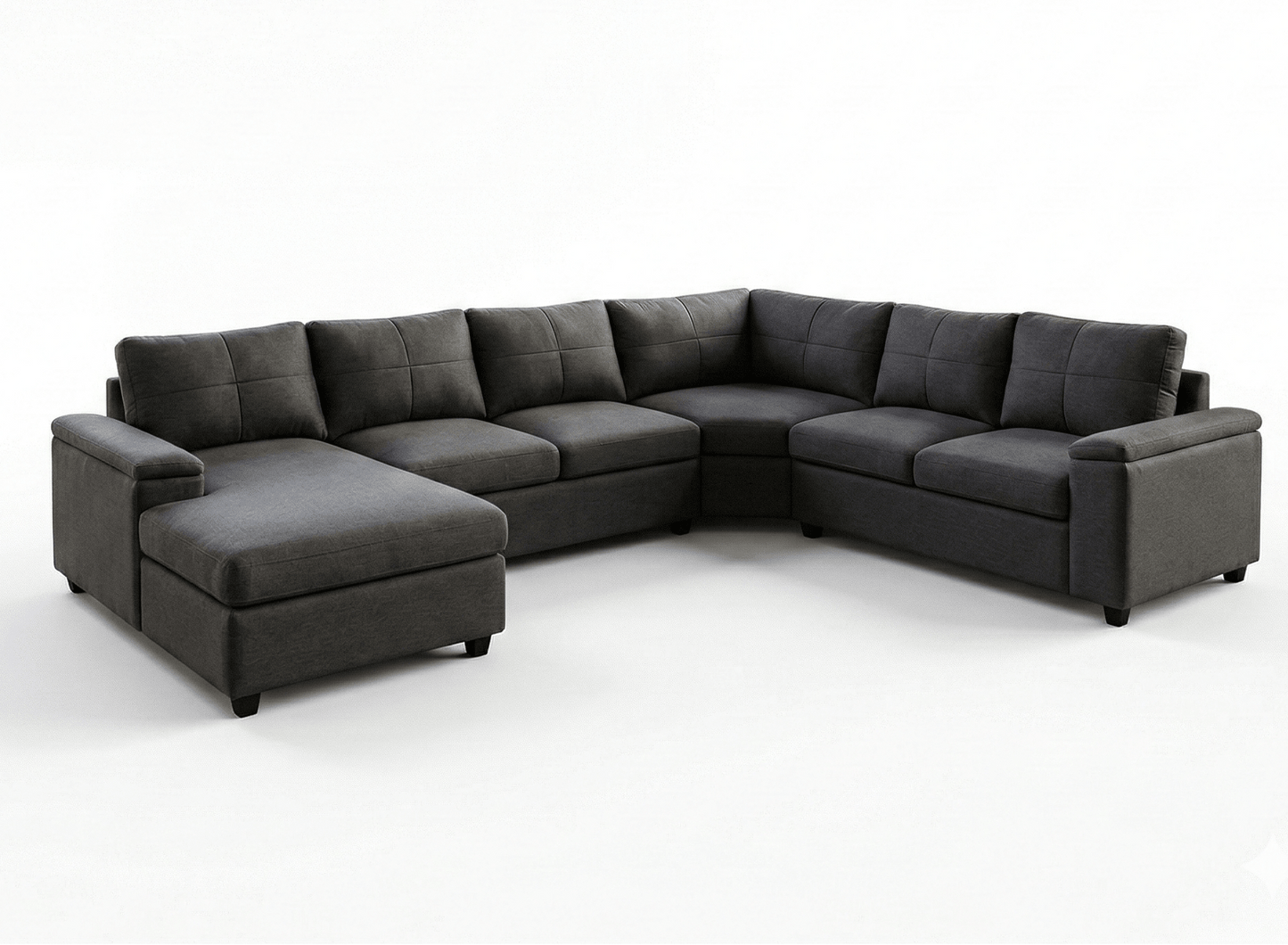 Gray sectional sofa on a white background