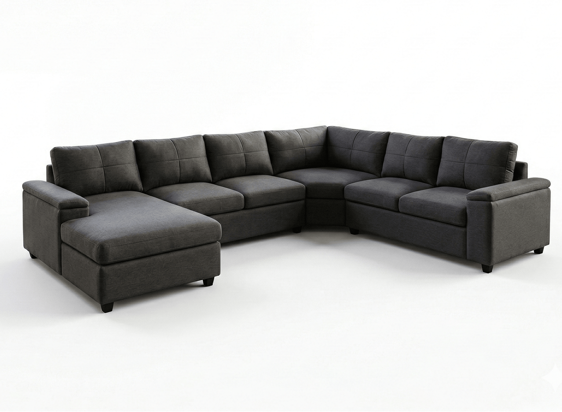 Gray sectional sofa on a white background
