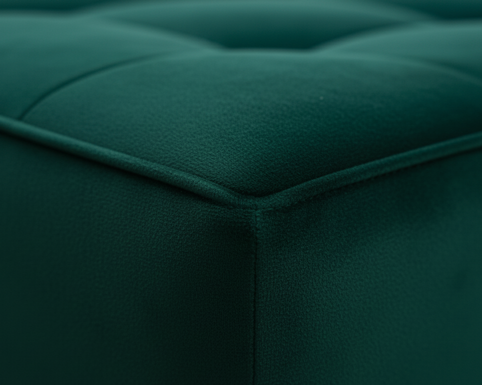Close-up of a Emerald Green Velvet Fabric That Couch Place