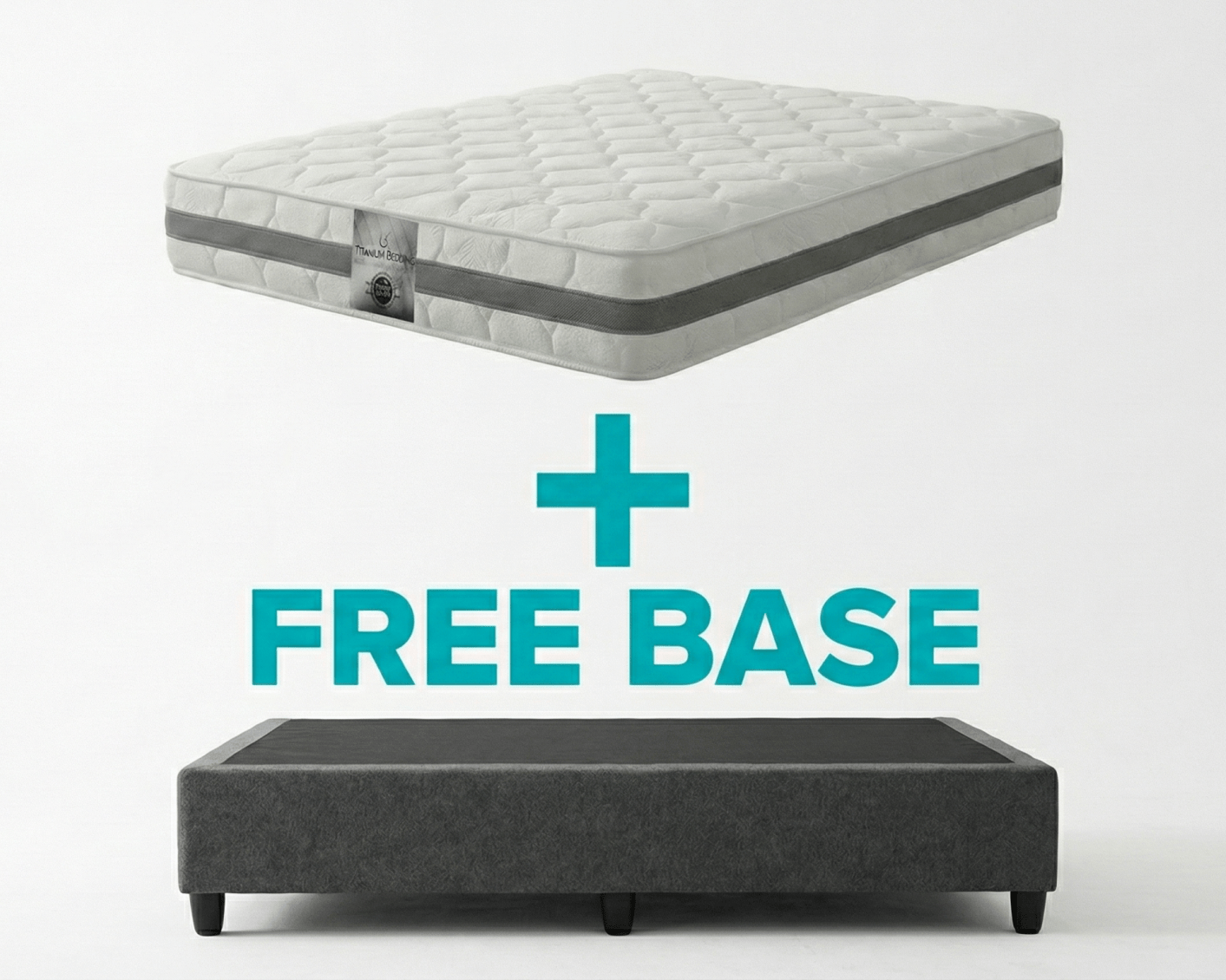 Mattress with free base offer on a white background