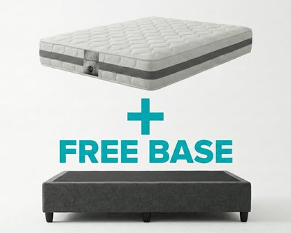 Mattress with free base offer on a white background
