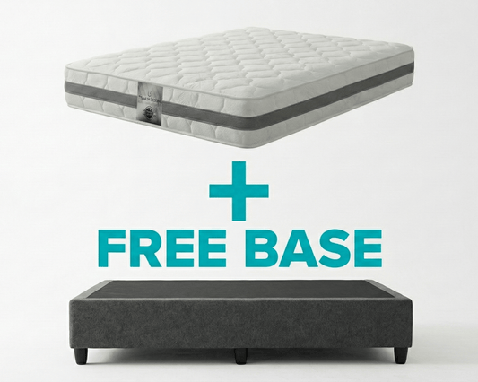 Mattress with free base offer on a white background