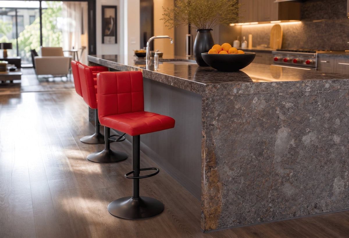 Luxus High-Back Swivel Bar Stool | PU Leather & Chrome Base - That Couch Place