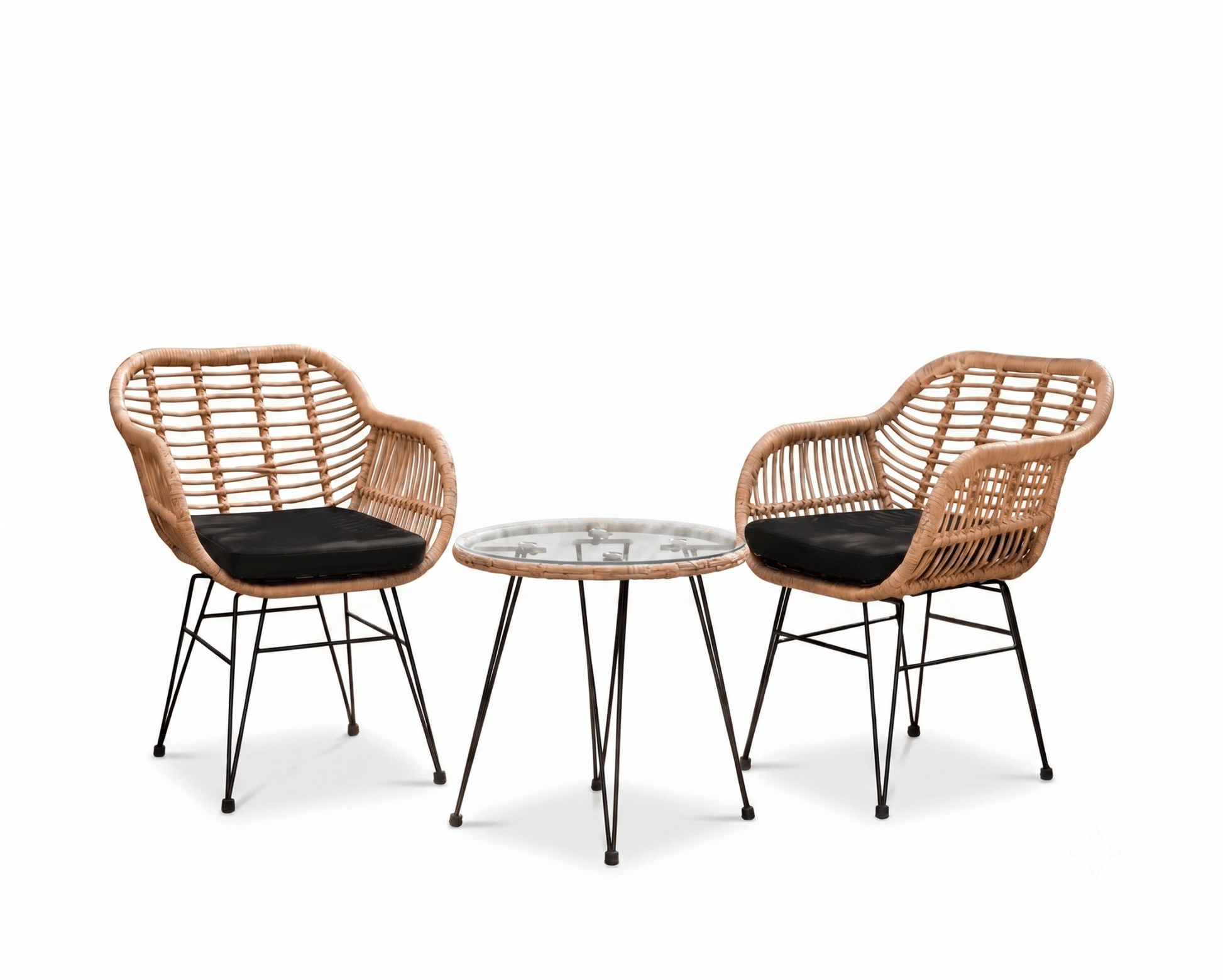 Elegant Cream Poly RatanTable & Dining Chairs - That Couch Place