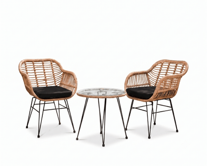 Elegant Cream Poly RatanTable & Dining Chairs - That Couch Place