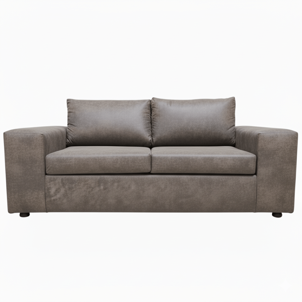 Gray sofa on a white background. The Couch Place