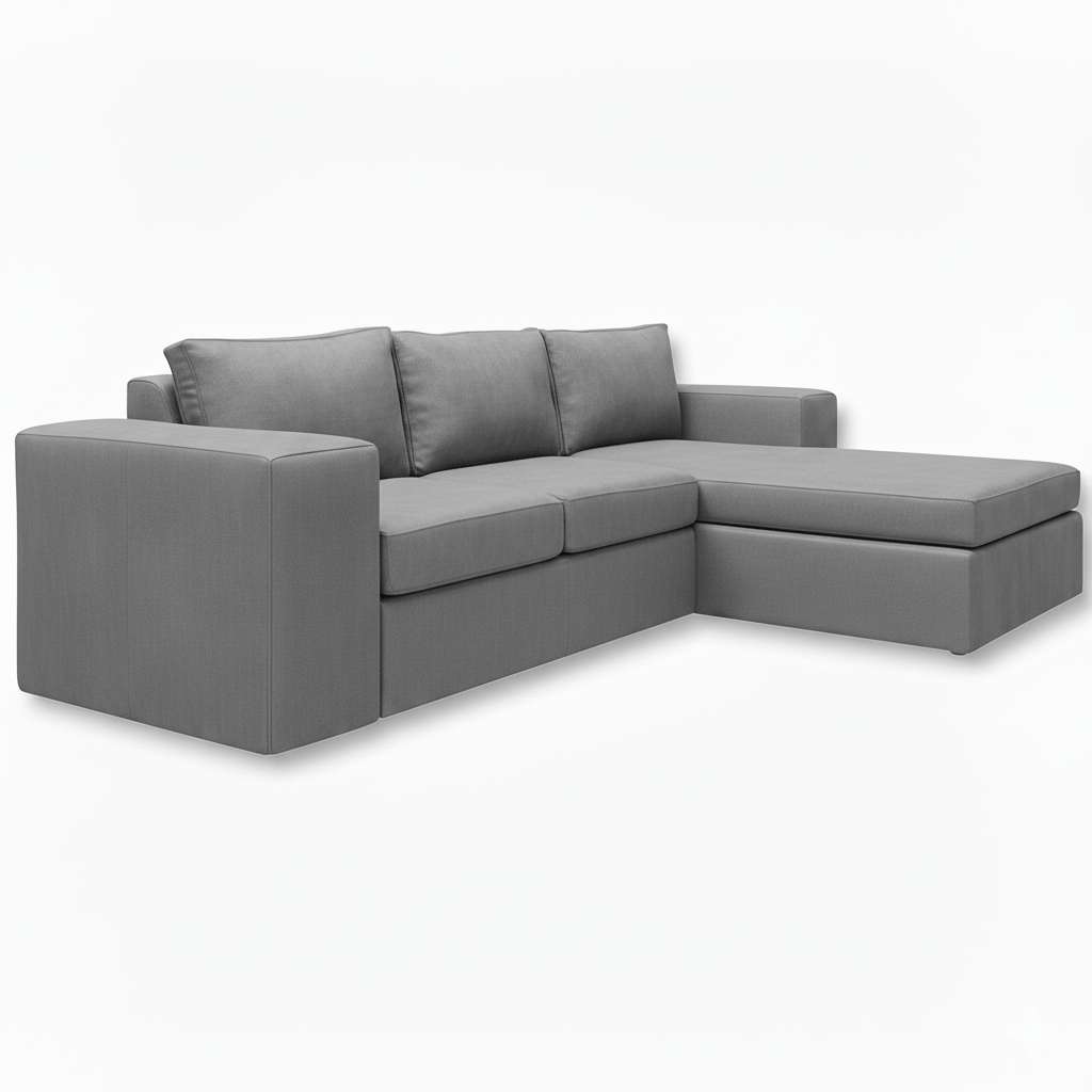 Gray sectional sofa on a white background That couch place