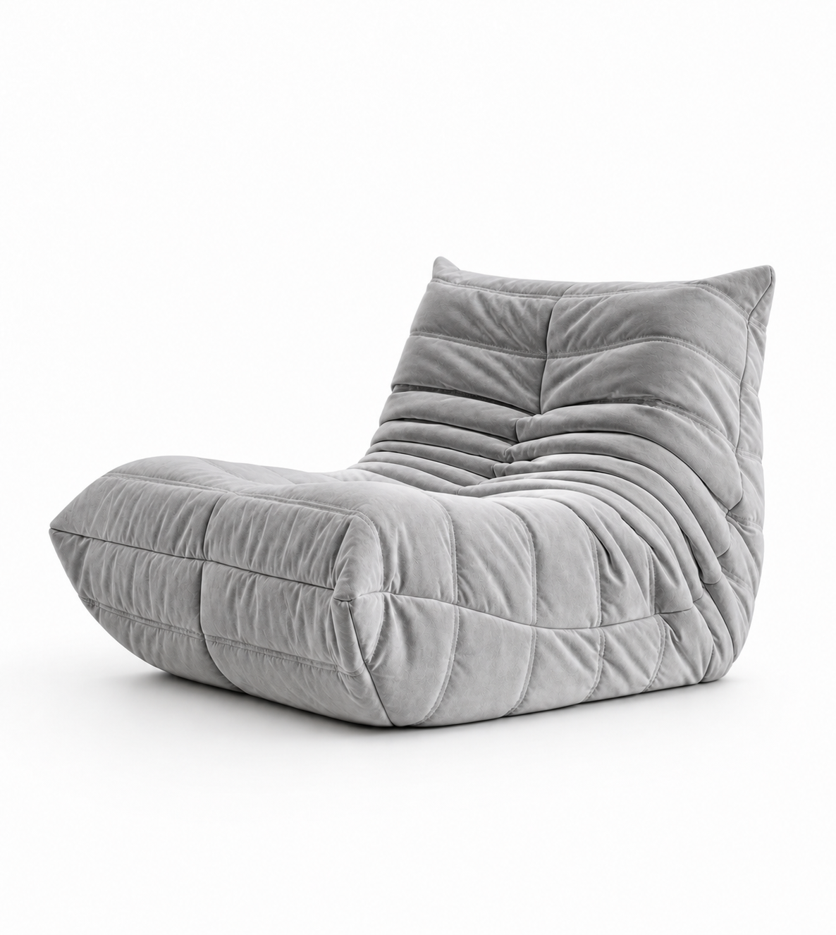Gray bean bag chair on a white background