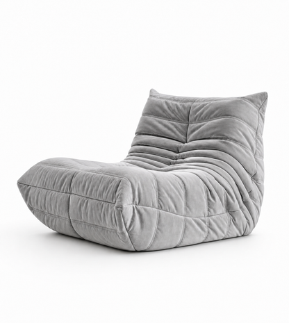 Gray bean bag chair on a white background